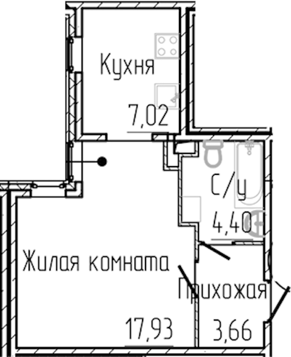 Квартира студия 33.01 м², 2/3 эт., ЖК «SERTOLOVO PARK»
